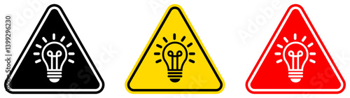 set Attention quick tips sign. bulb Symbols design template vector illustration