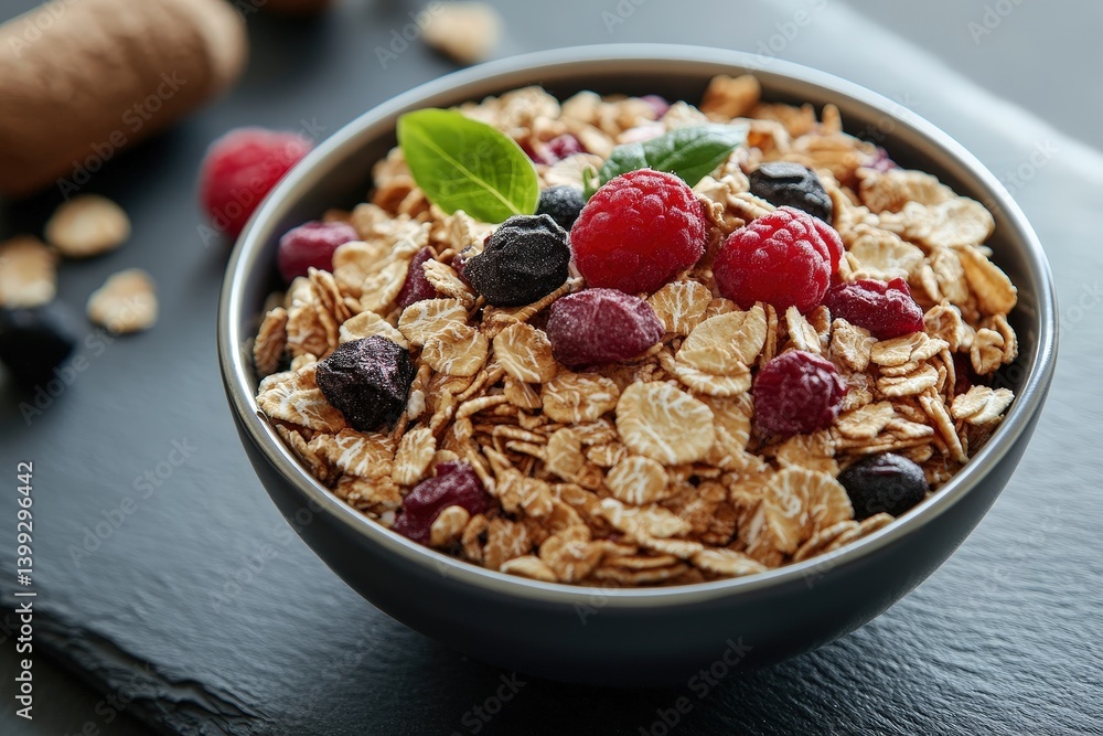 A Healthy Breakfast Bowl With Fresh Berries And Granola A Healthy Breakfast Bowl With Fresh Berries And Granola