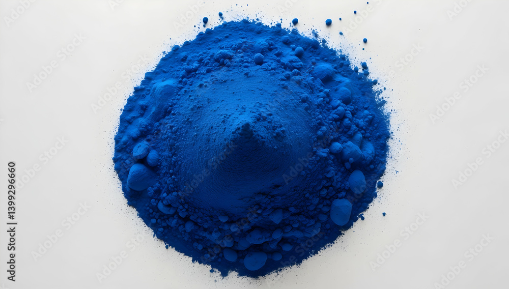 Fototapeta premium Blue Pigment Powder Forming a Cone Shape..........