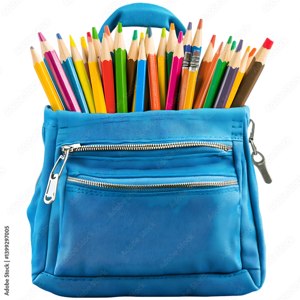 school bag with pencils on a transparent background school bag with pencils on a transparent background