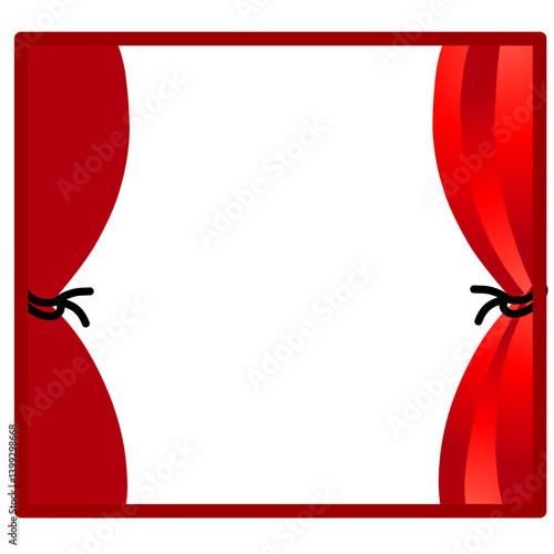 Red curtains elegantly drawn back, revealing a blank space, perfect for showcasing announcements or events