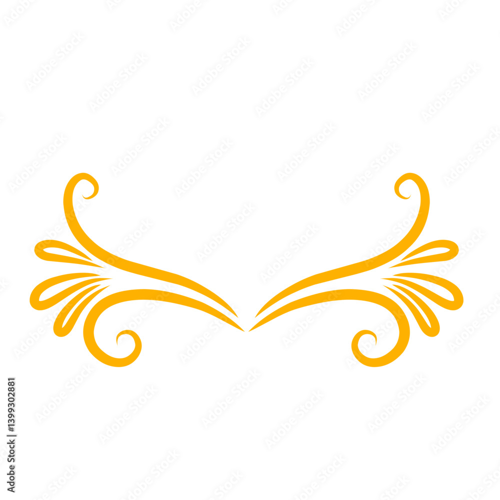 Decorative floral design in vibrant orange on a clean white background, suitable for various creative projects Decorative floral design in vibrant orange on a clean white background, suitable for various creative projects