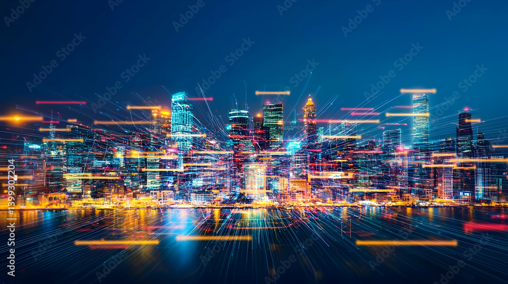 Abstract Cityscape At Night With Blurred Motion Lights Abstract Cityscape At Night With Blurred Motion Lights