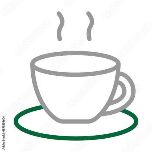 Tea Cup Vector Line Dark Green Grey Icon Design