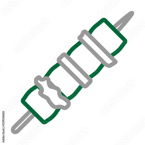 Shashlik Stick Vector Line Dark Green Grey Icon Design