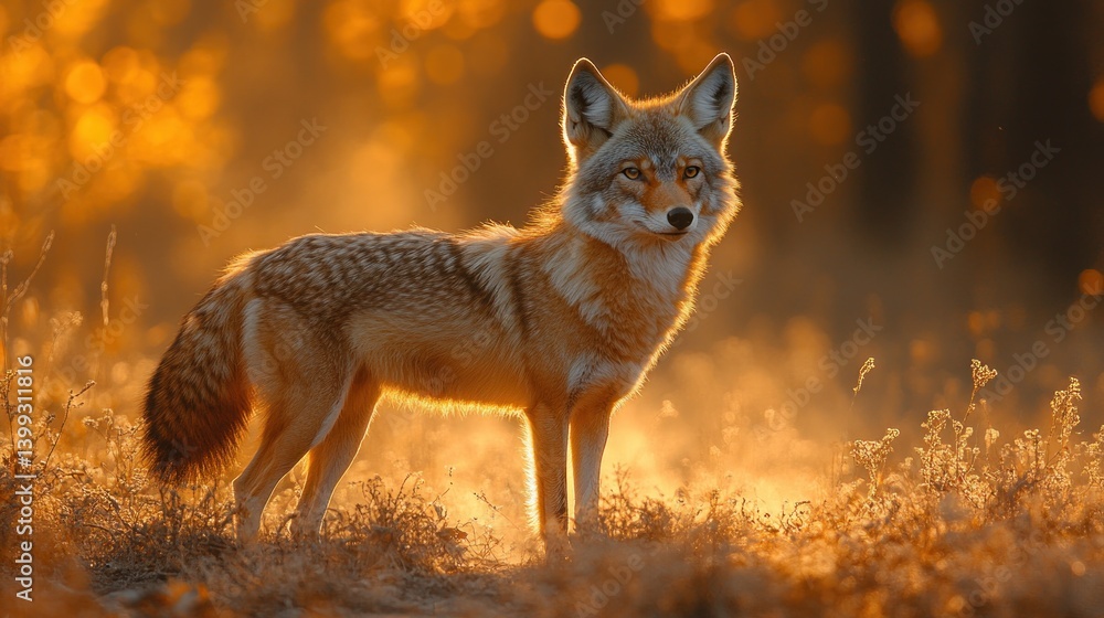 Fototapeta premium Majestic Coyote at Golden Hour
