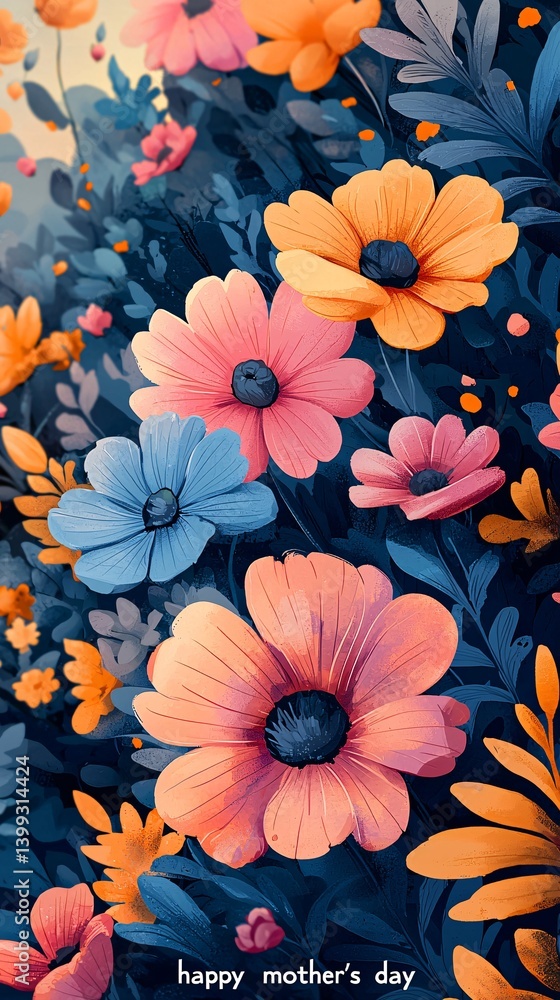 Vibrant Floral Pattern for Celebrating Mother's Day Joyfully Vibrant Floral Pattern for Celebrating Mother's Day Joyfully