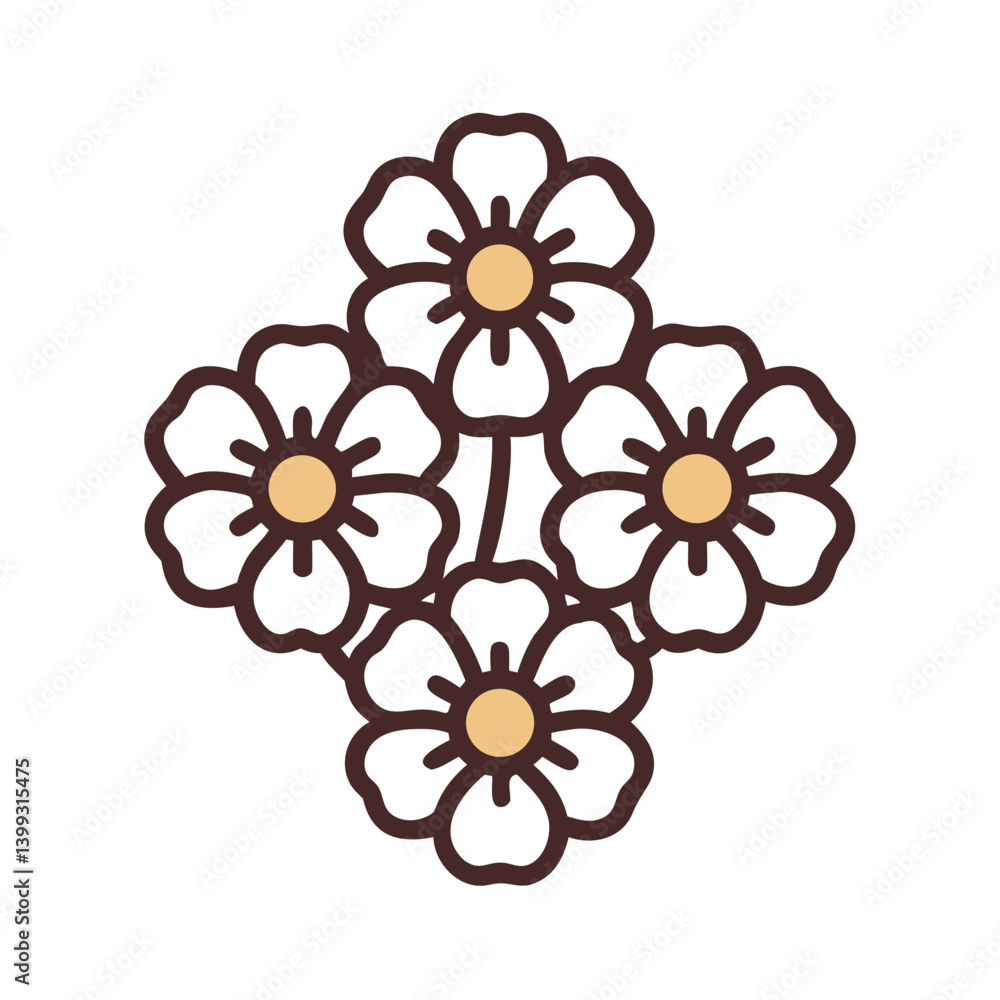 Cluster of Blossoming Flowers Icon Design Cluster of Blossoming Flowers Icon Design