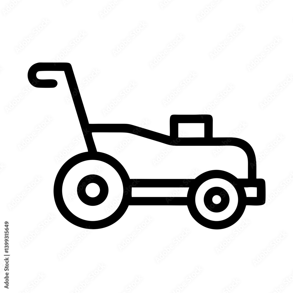 Lawn Mower with Rear Wheels Icon Design