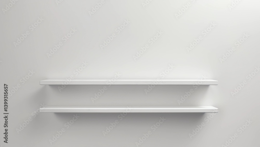 Front view of empty shelf on white table and wall background with modern minimal concept. Display of backdrop shelves for showing. Realistic 3D render Front view of empty shelf on white table and wall background with modern minimal concept. Display of backdrop shelves for showing. Realistic 3D render
