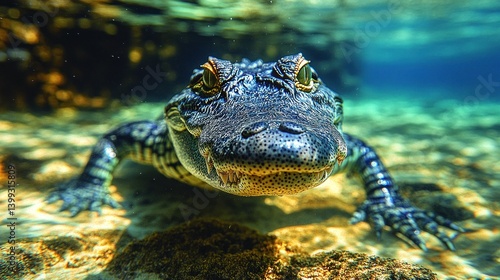 Wallpaper Mural Underwater Encounter: A Young Alligator in its Natural Habitat Torontodigital.ca