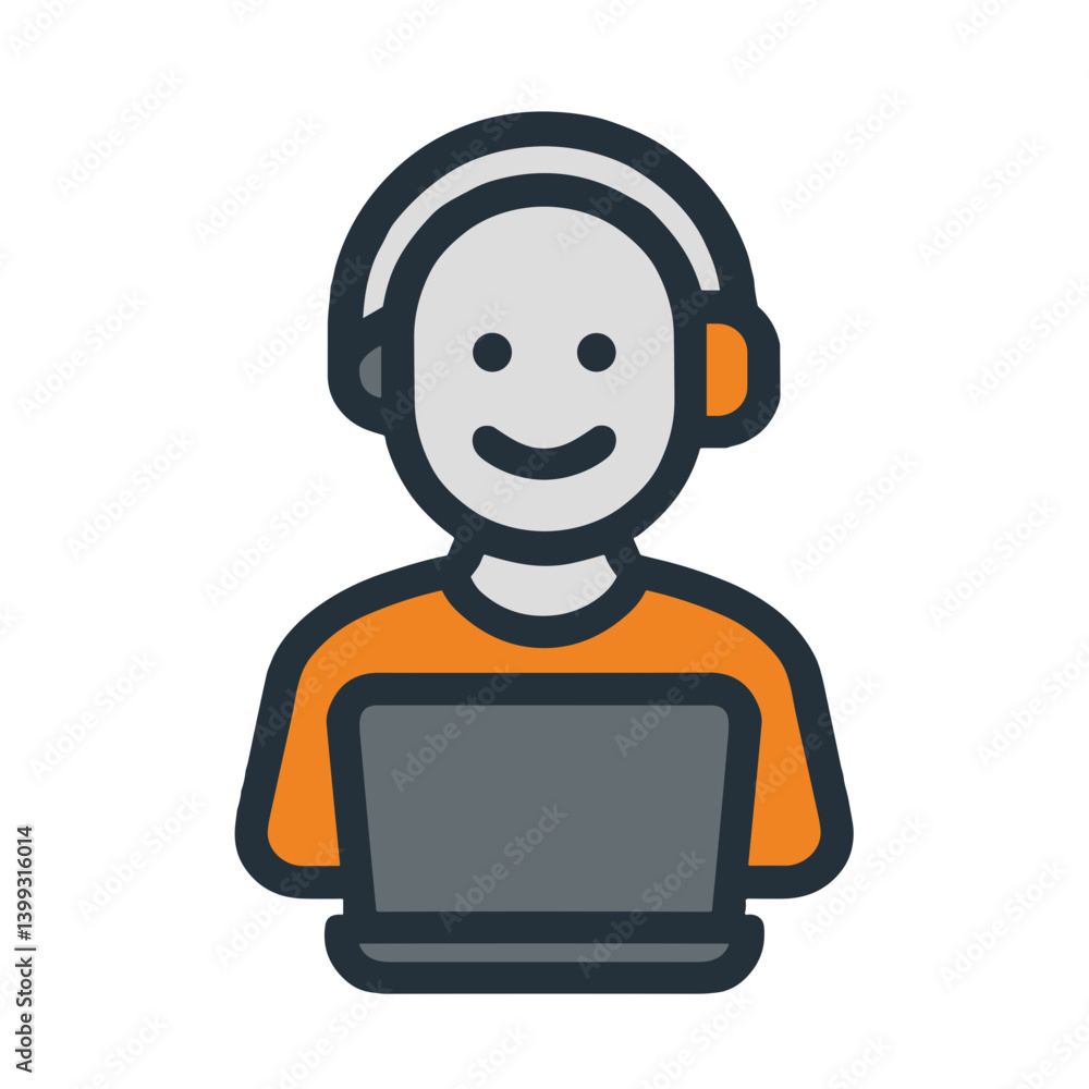 Smiling person working remotely with a laptop in a vibrant style Smiling person working remotely with a laptop in a vibrant style