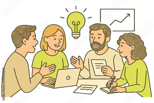 Marketing team brainstorming ideas in a creative meeting  