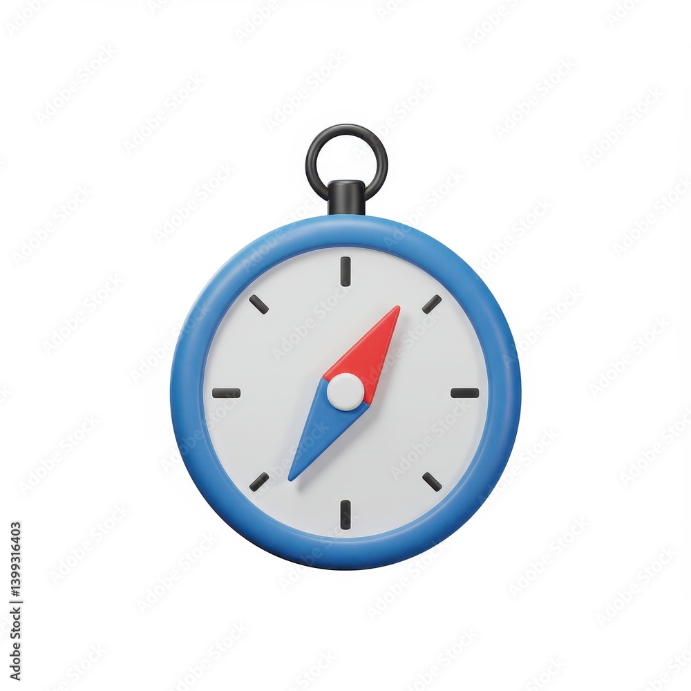 Cartoon compass with blue rim on white background Cartoon compass with blue rim on white background