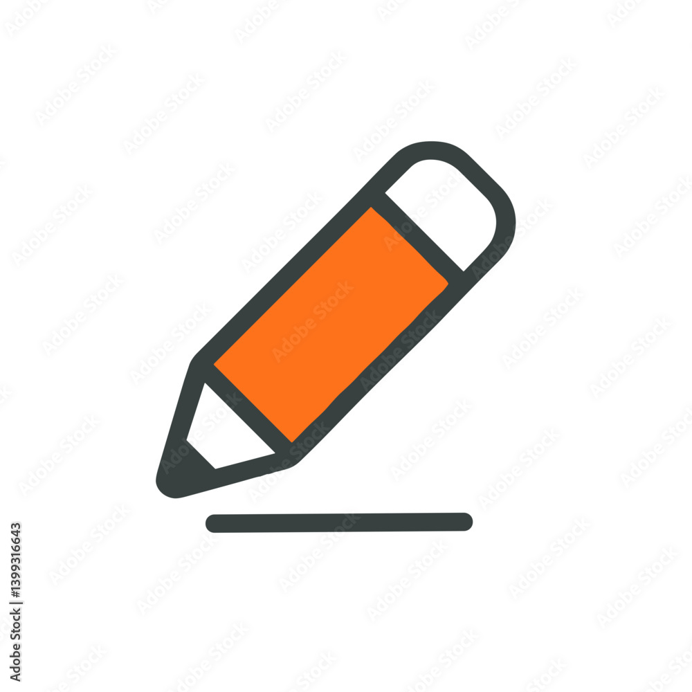 Pencil Drawing Line Icon on White Background Pencil Drawing Line Icon on White Background