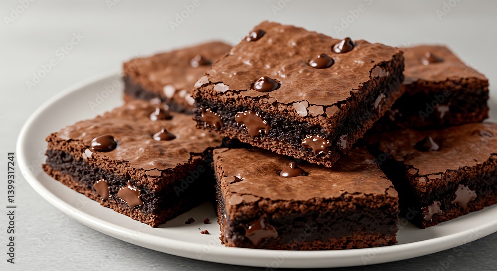 Serving of Delicious Homemade Chocolate Brownies with Chocolate Chips Serving of Delicious Homemade Chocolate Brownies with Chocolate Chips
