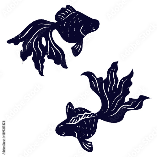 シンプルな金魚のシルエット