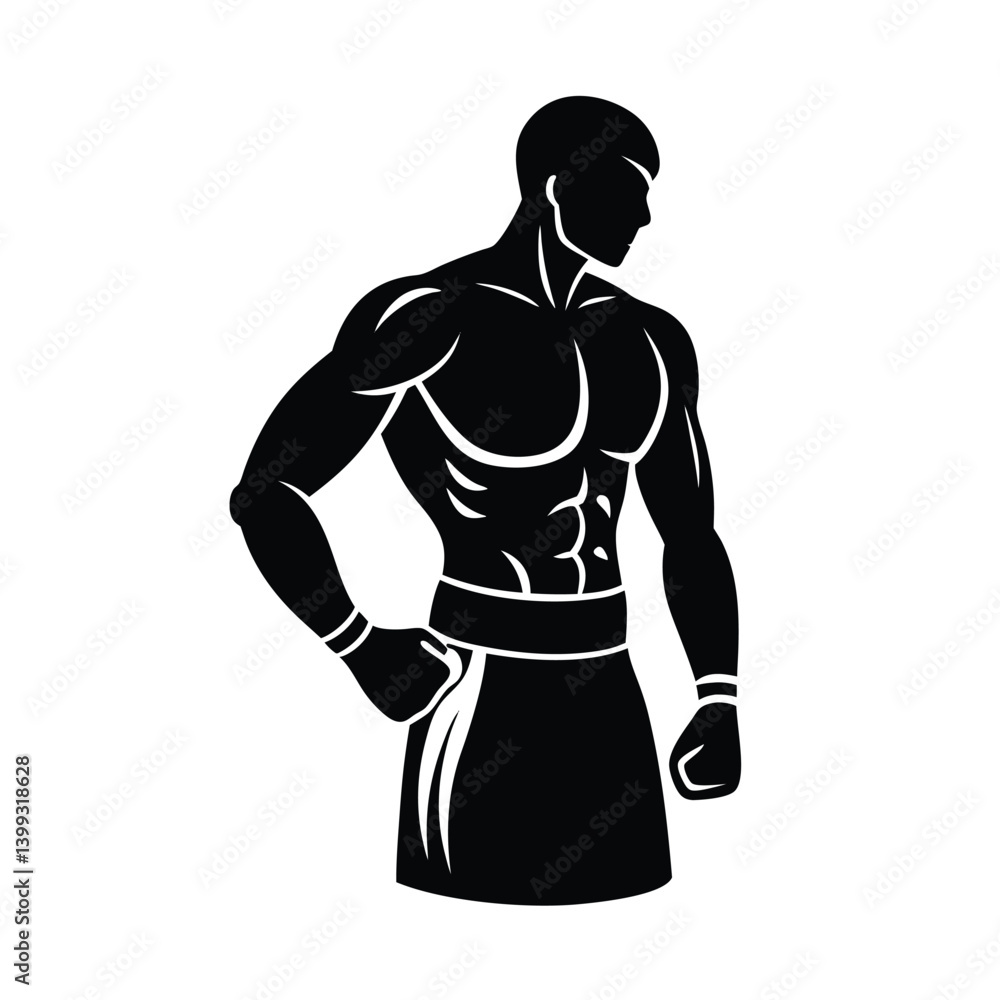 Fototapeta premium Boxer Belt Side View Minimal Vector