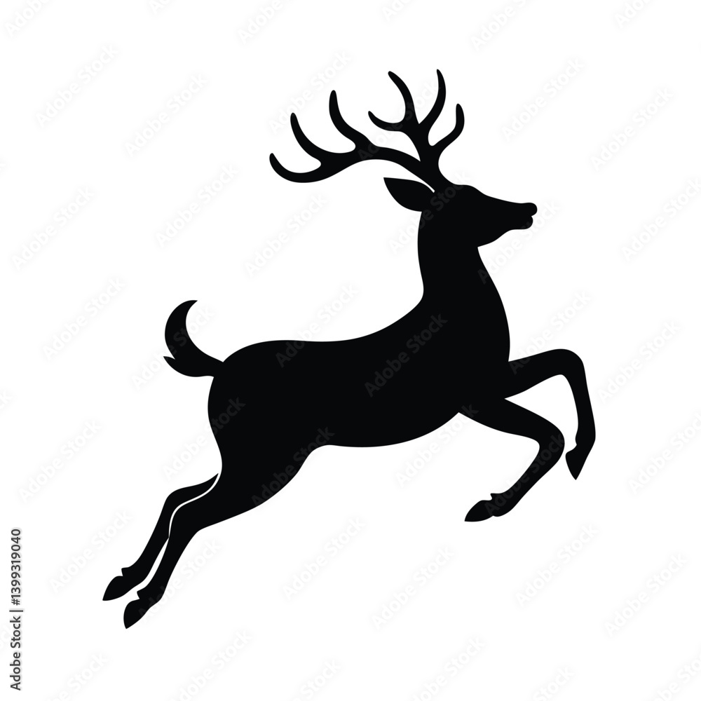 Fototapeta premium Deer Leaping Clean Silhouette Vector