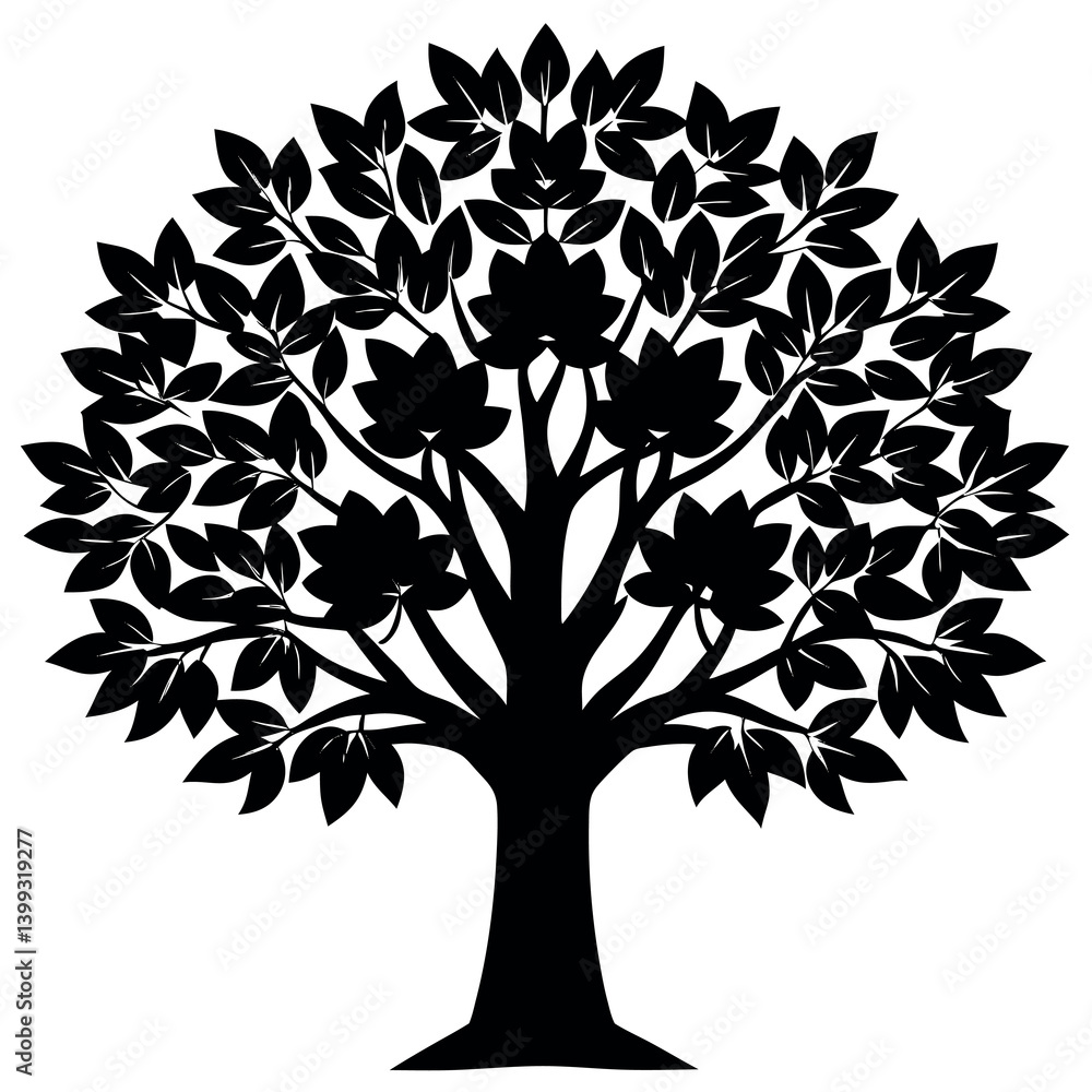 Obraz premium A redbud-tree-silhouette-vector-illustration 