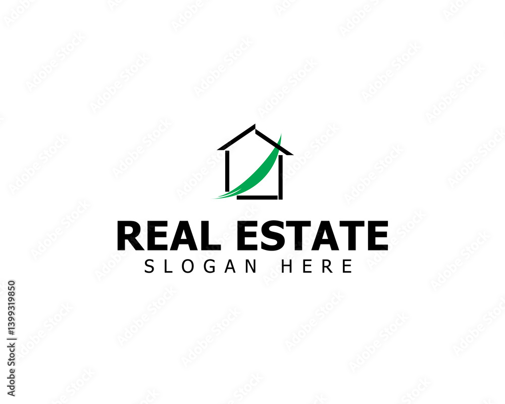 House logo design vector template, real estate logo inspiration with leaf growth concept House logo design vector template, real estate logo inspiration with leaf growth concept