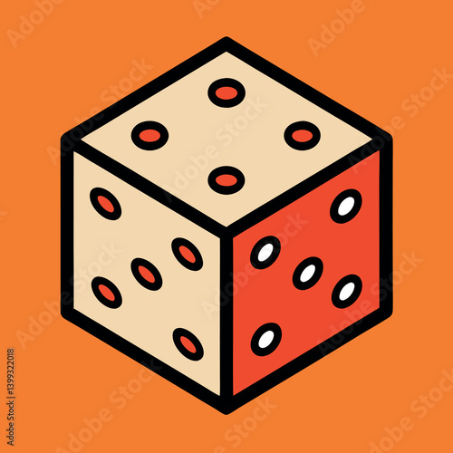 Dice illustration-whit-solid-colour-outline 