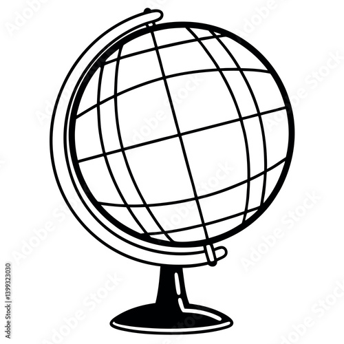Globe with latitude and longitude lines a minimalist. 