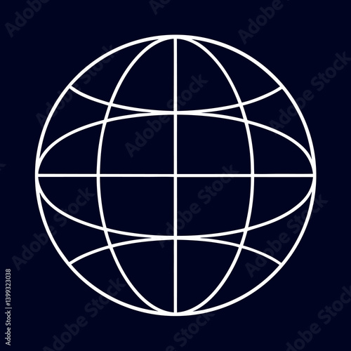 Globe with latitude and longitude lines a minimalist. 