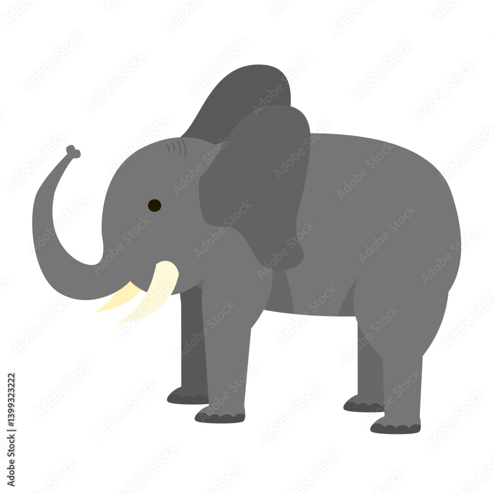 Fototapeta premium Charming Cartoon African Elephant Illustration, Grey Tones