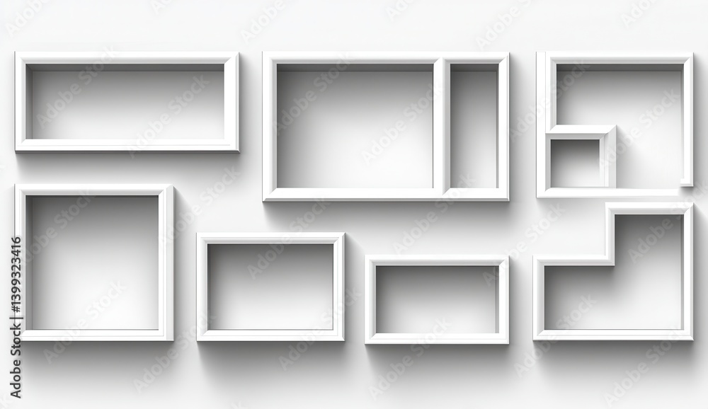Abstract white frames on wall Abstract white frames on wall