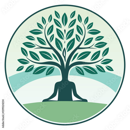 A yoga related-logo-under-the-tree 