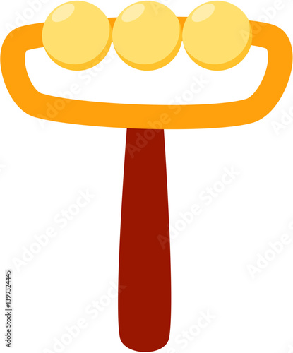 Three-Sphere Wooden Rattle Toy, Cartoon Style Illustration