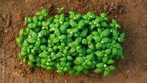 Wallpaper Mural Top-Down View of Thriving Basil Plants on a Lush Farm Torontodigital.ca