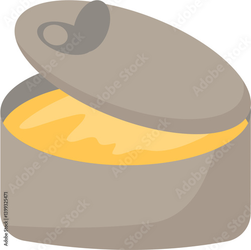 Partially Opened Grey Tin Can with Yellow Contents