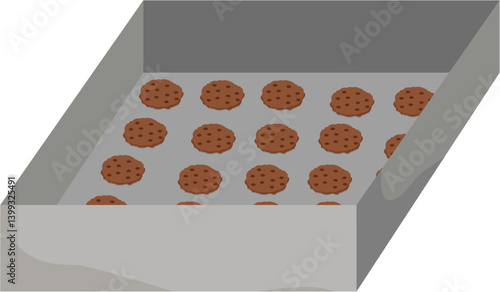 Baked Chocolate Chip Cookies in Gray Baking Tray