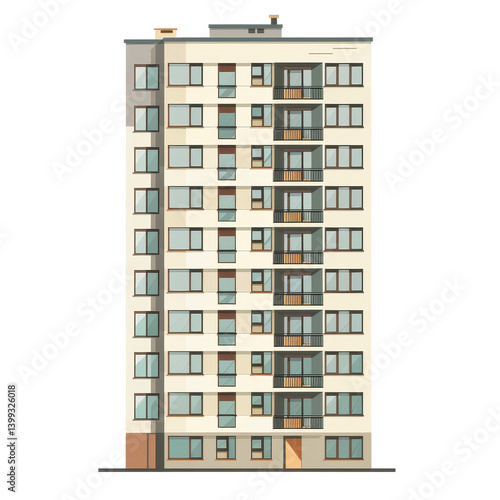cutout Stylish Modern Apartment Building Facade