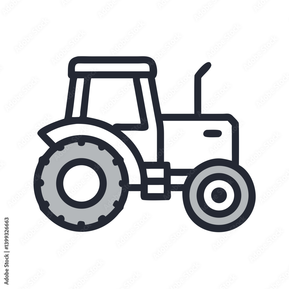 Tractor Vehicle with Rear Tires Icon Design Tractor Vehicle with Rear Tires Icon Design