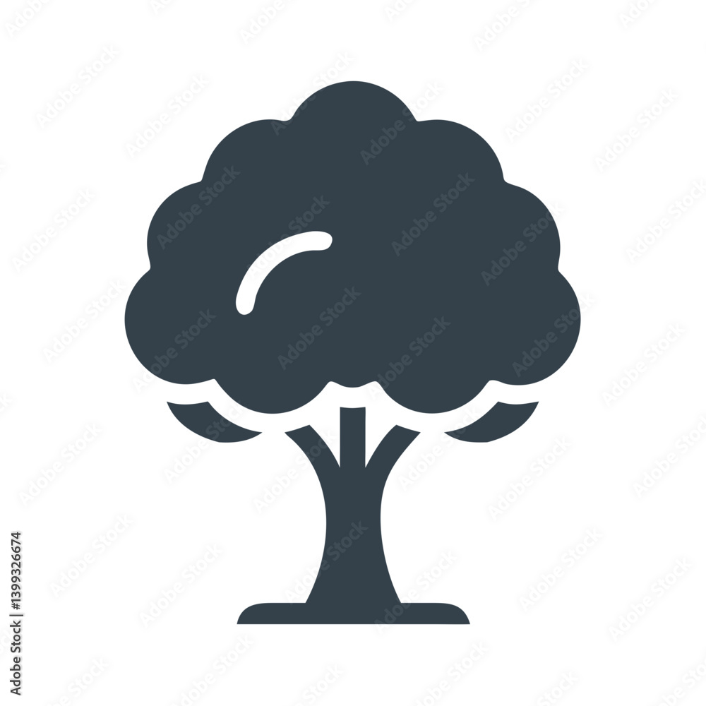 Tree Icon with Rounded Canopy Design Tree Icon with Rounded Canopy Design