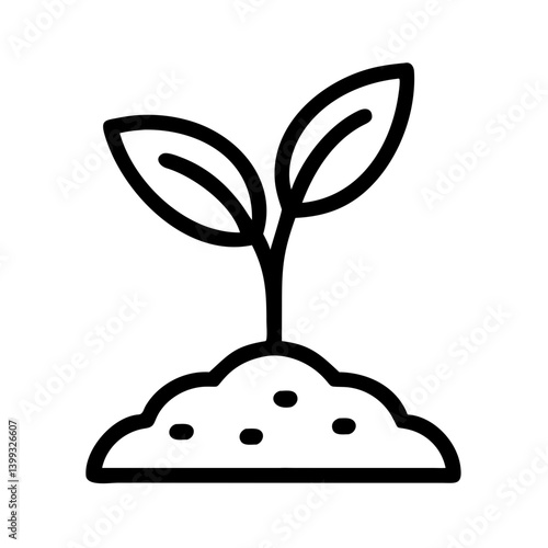 Sprouting Plant Emerging from Soil Icon Design