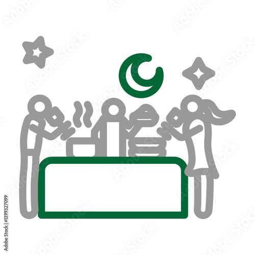 Social Gathering Vector Line Dark Green Grey Icon Design