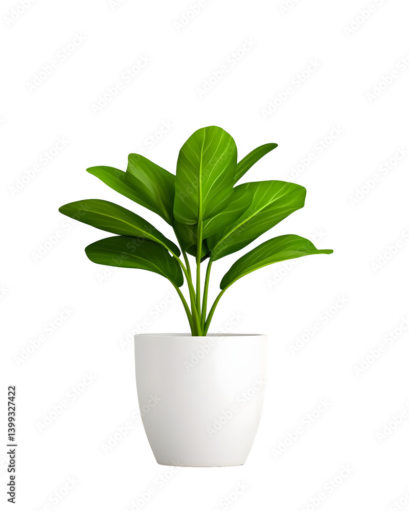 Lush potted plant with verdant foliage