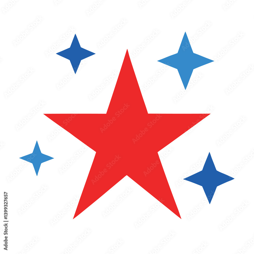 Shining-stars-in-red--white--and-blue-on-white background. Shining-stars-in-red--white--and-blue-on-white background.