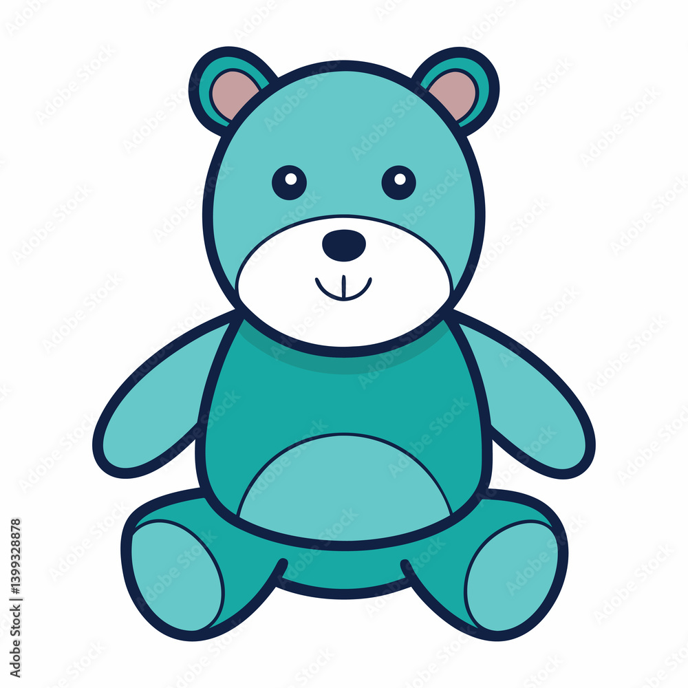 Fototapeta premium Stuffed animal illustration whit solid colour outline.