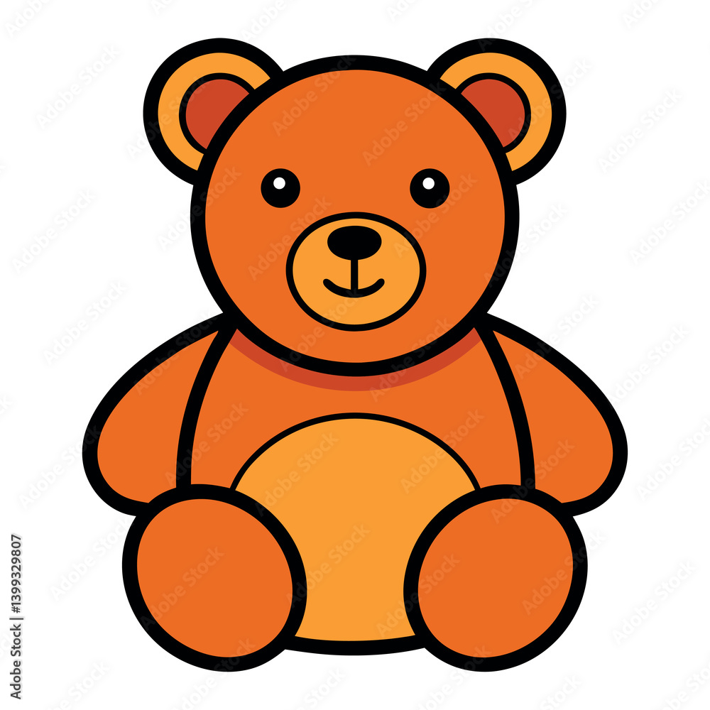 Fototapeta premium Teddy-bear-illustration-whit-solid-colour-outline 