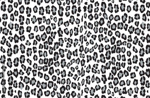 Leopard Print Pattern, Shine Black and White