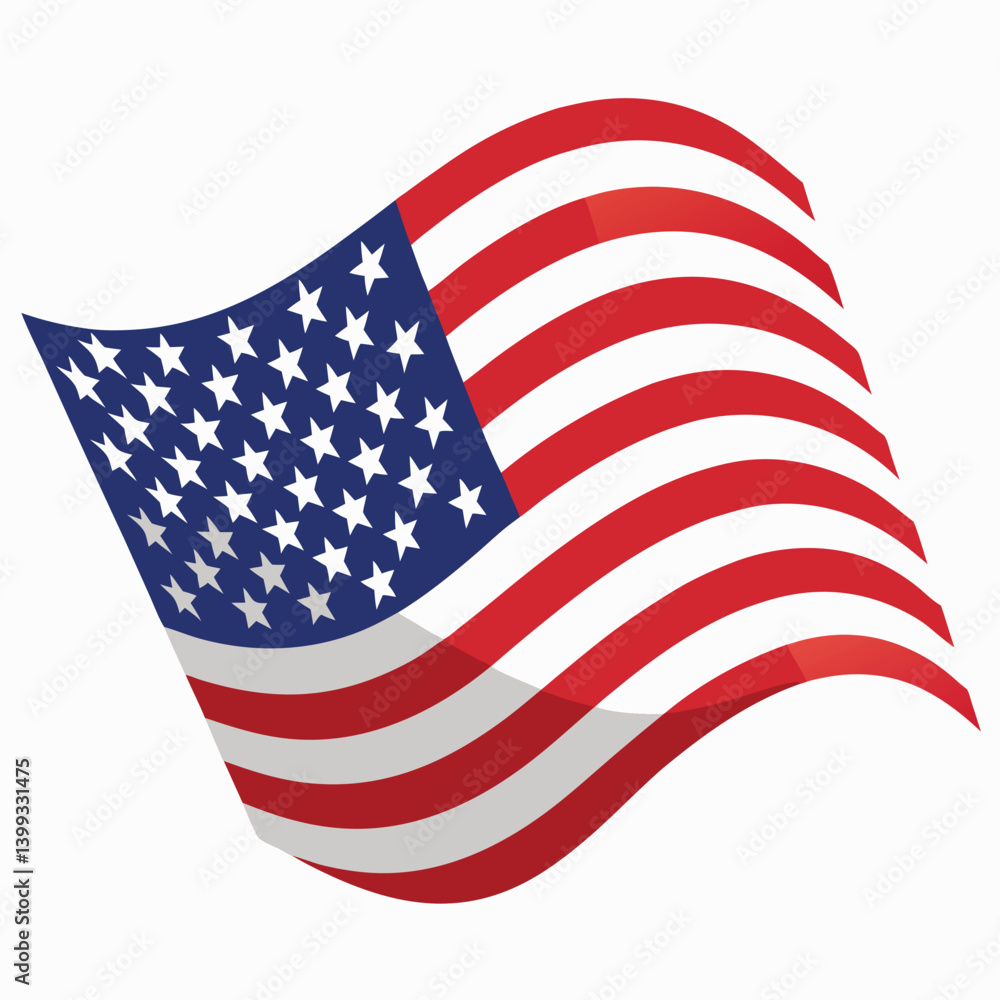 Obraz premium Vector illustration of waving American flag