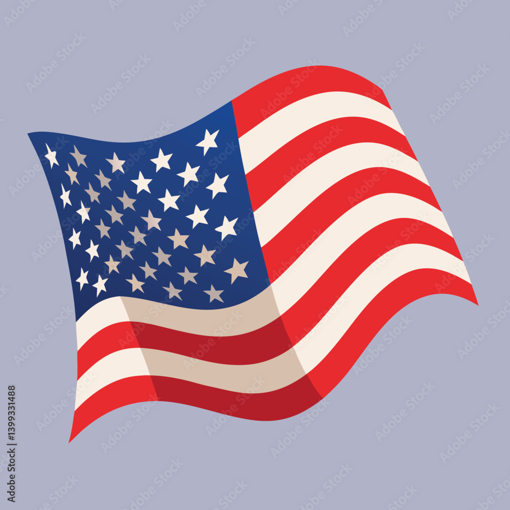 Fototapeta premium Vector illustration of waving American flag