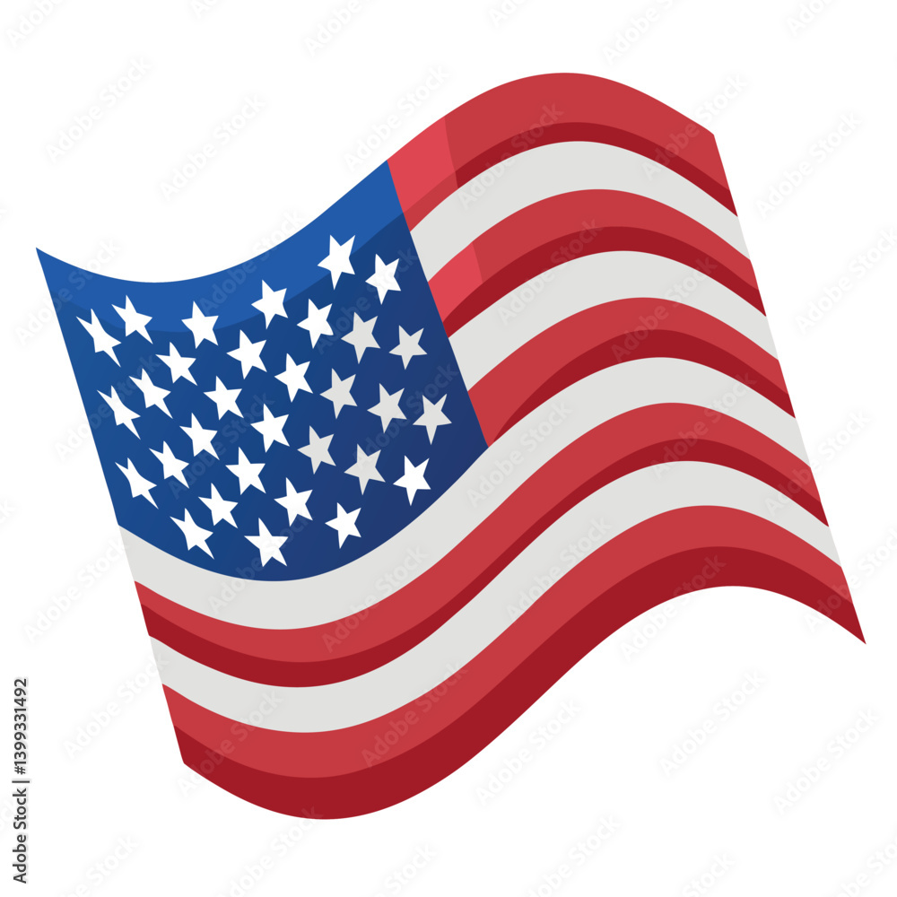 Fototapeta premium Vector illustration of waving American flag