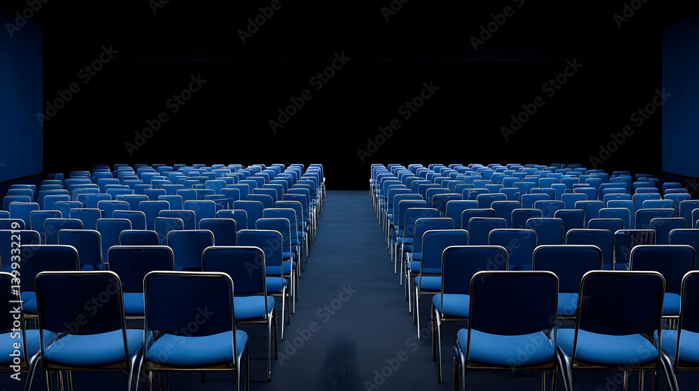 Fototapeta premium Empty Auditorium With Dark Blue Seats