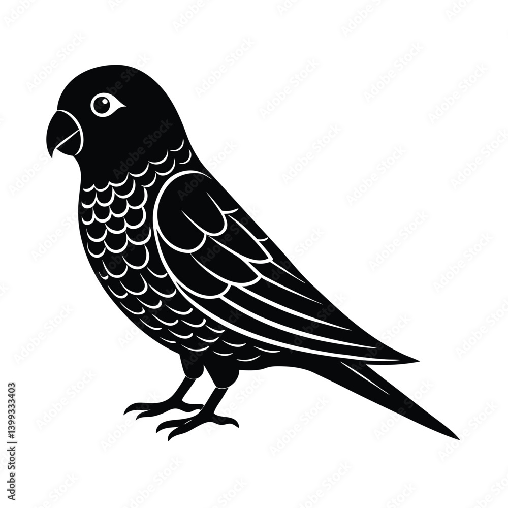 Obraz premium Parakeet Silhouette Vector Art Design | Black and White Parakeet Bird Vector Illustration